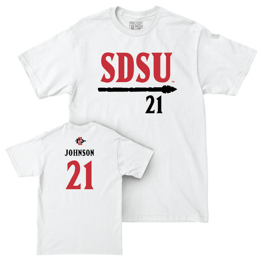 SDSU Football White Staple Comfort Colors Tee - Chris Johnson | #21 Youth Small