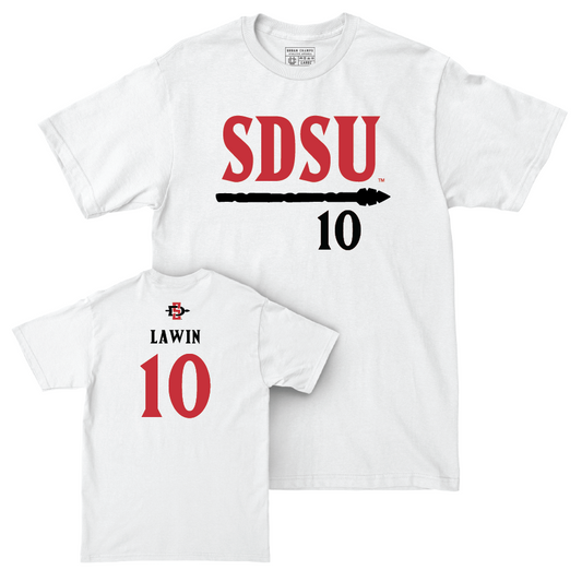 SDSU Men's Basketball White Staple Comfort Colors Tee - Cam Lawin | #10 Youth Small