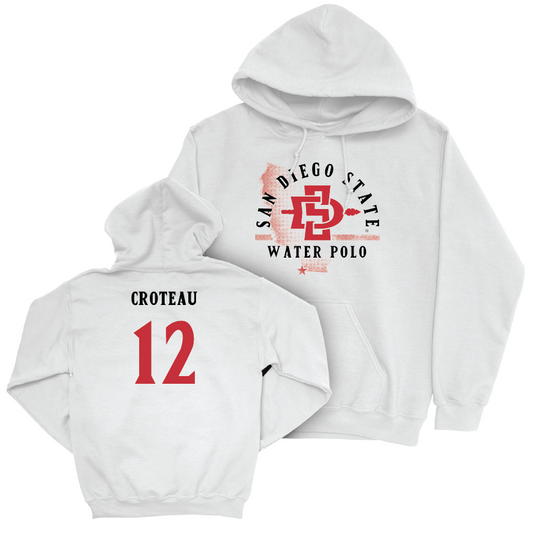 SDSU Women's Water Polo White State Hoodie - Danni Croteau | #12 Youth Small