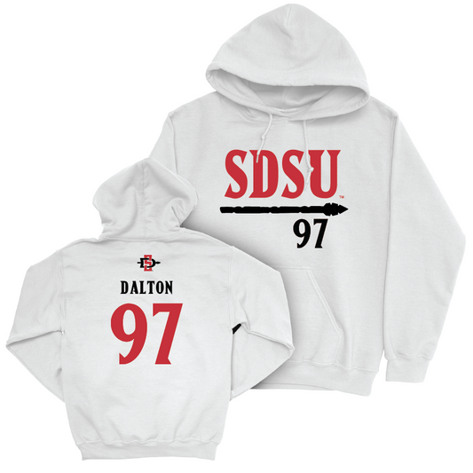 SDSU Football White Staple Hoodie - Darrion Dalton | #97 Youth Small
