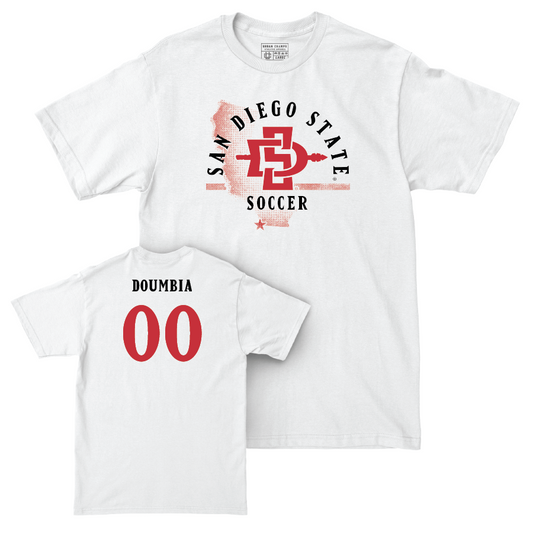 SDSU Men's Soccer White State Comfort Colors Tee - Djibril Doumbia | #00 Youth Small