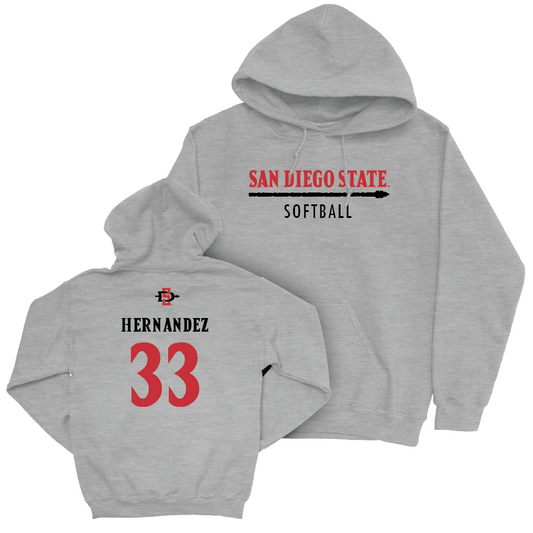 SDSU Softball Sport Grey Classic Hoodie - Dee Dee Hernandez | #33 Youth Small