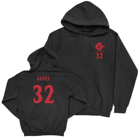 SDSU Men's Basketball Black Logo Hoodie - Desai Lopez | #32 Youth Small