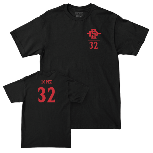 SDSU Men's Basketball Black Logo Tee - Desai Lopez | #32 Youth Small