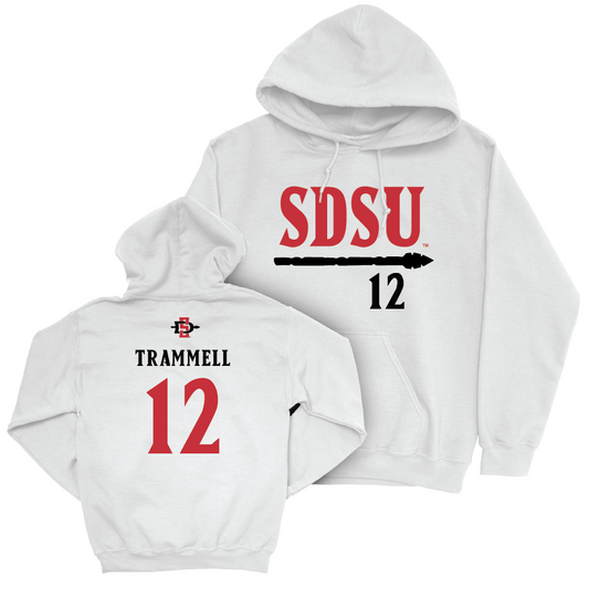 SDSU Men's Basketball White Staple Hoodie - Darrion Trammell | #12 Youth Small