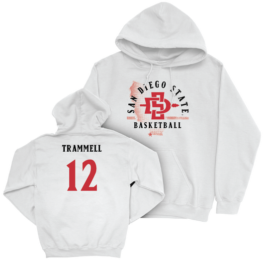 SDSU Men's Basketball White State Hoodie - Darrion Trammell | #12 Youth Small