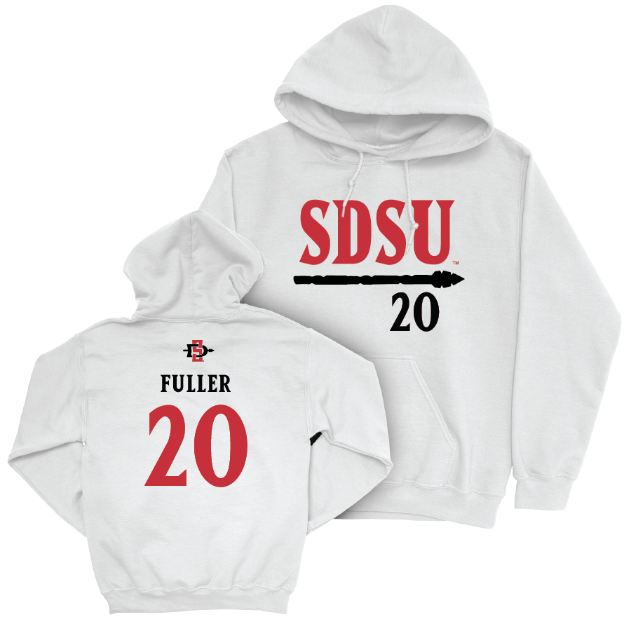 SDSU Women's Soccer White Staple Hoodie - Emma Fuller | #20 Youth Small