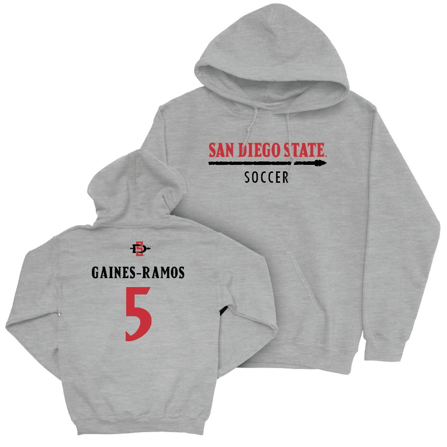 SDSU Women's Soccer Sport Grey Classic Hoodie - Emma Gaines-Ramos | #5 Youth Small