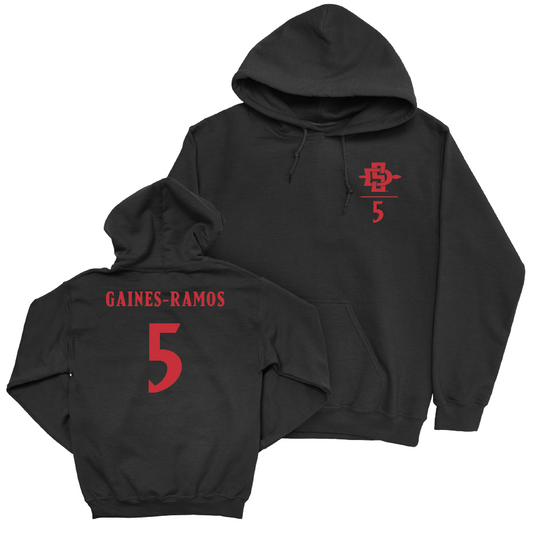 SDSU Women's Soccer Black Logo Hoodie - Emma Gaines-Ramos | #5 Youth Small