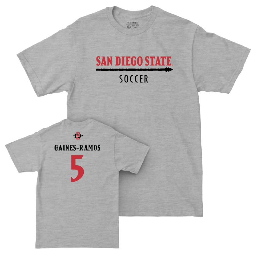 SDSU Women's Soccer Sport Grey Classic Tee - Emma Gaines-Ramos | #5 Youth Small