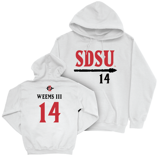 SDSU Baseball White Staple Hoodie - Irvin Weems III | #14 Youth Small