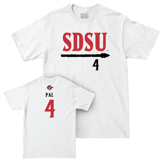SDSU Men's Basketball White Staple Comfort Colors Tee - Jay Pal | #4 Youth Small
