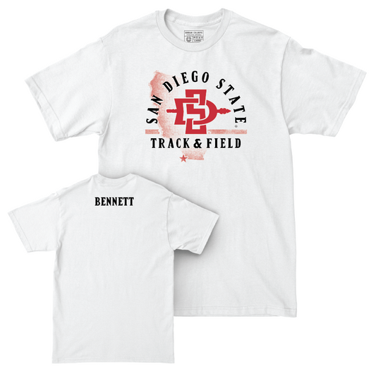 SDSU Track & Field White State Comfort Colors Tee - Keira Bennett | # Youth Small