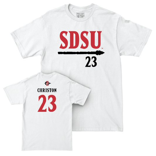 SDSU Football White Staple Comfort Colors Tee - Kenan Christon | #23 Youth Small
