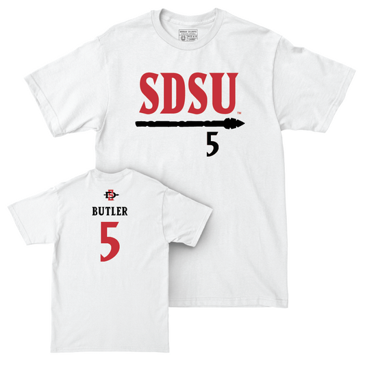 SDSU Men's Basketball White Staple Comfort Colors Tee - Lamont Butler | #5 Youth Small