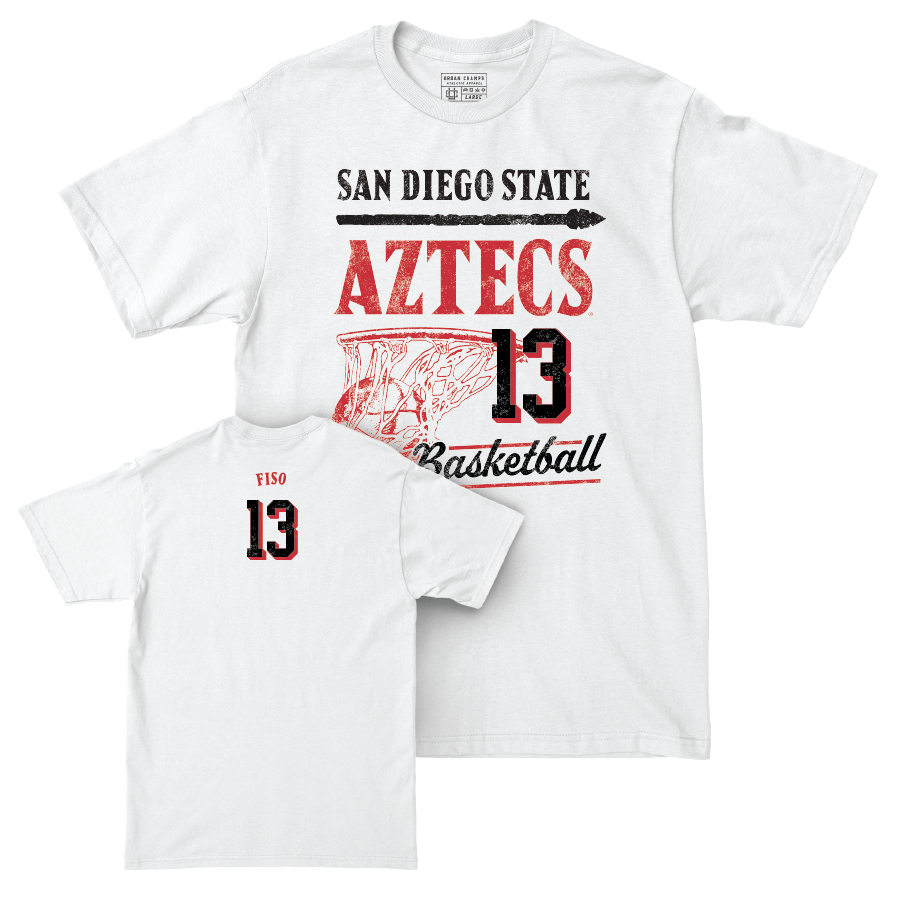 SDSU Women's Basketball White Hardwood Comfort Colors Tee - Meghan Fiso | #13 Youth Small