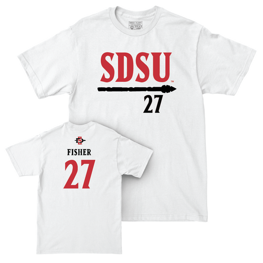 SDSU Men's Soccer White Staple Comfort Colors Tee - Reid Fisher | #27 Youth Small