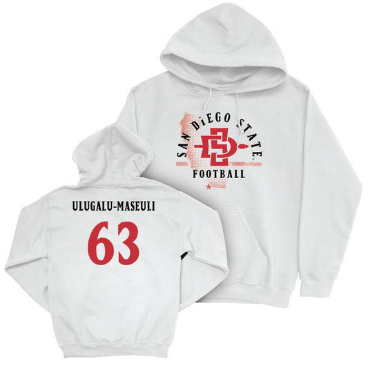 SDSU Football White State Hoodie - Ross Ulugalu-Maseuli | #63 Youth Small