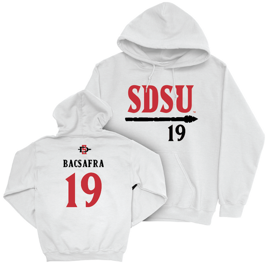 SDSU Women's Soccer White Staple Hoodie - Sofia Bacsafra | #19 Youth Small