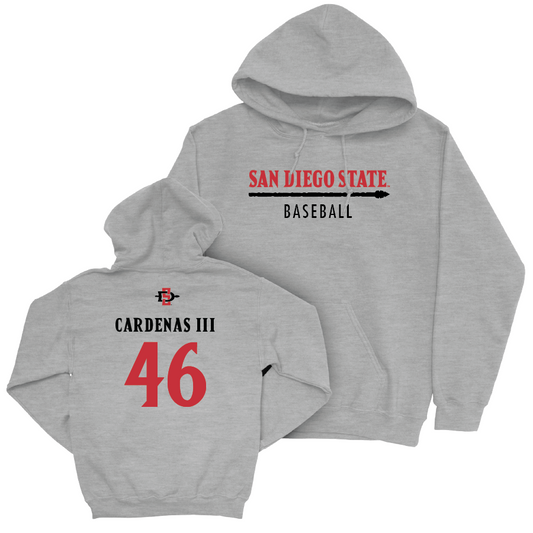 SDSU Baseball Sport Grey Classic Hoodie - Xavier Cardenas III | #46 Youth Small