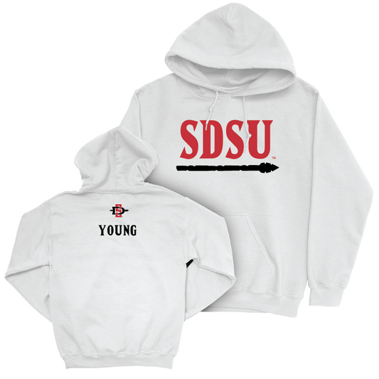SDSU Track & Field White Staple Hoodie - Xiamara Young | # Youth Small