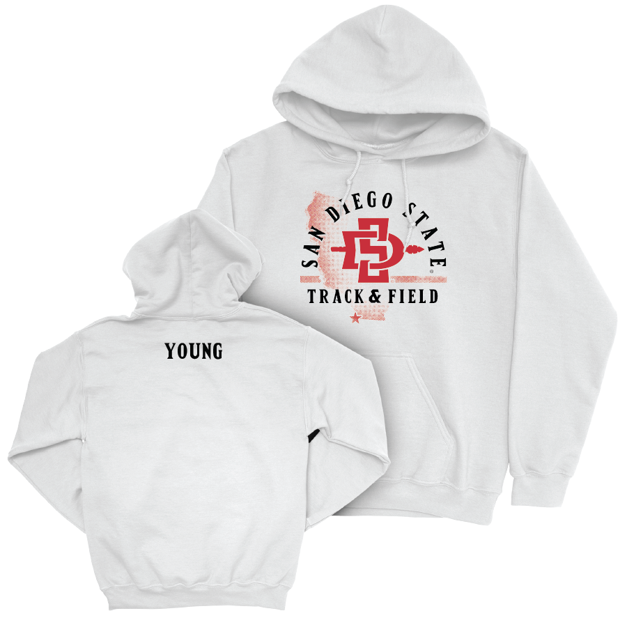 SDSU Track & Field White State Hoodie - Xiamara Young | # Youth Small