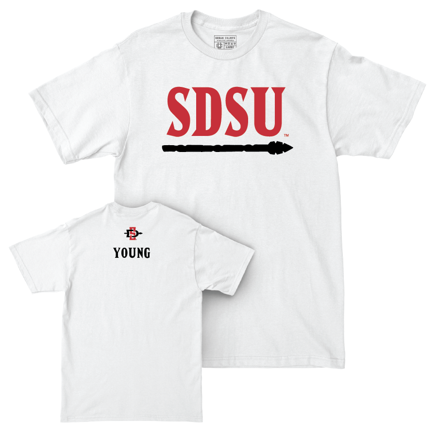 SDSU Track & Field White Staple Comfort Colors Tee - Xiamara Young | # Youth Small