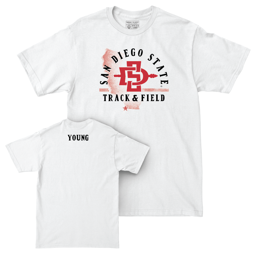 SDSU Track & Field White State Comfort Colors Tee - Xiamara Young | # Youth Small