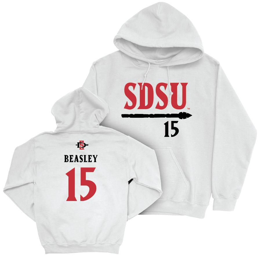 SDSU Football White Staple Hoodie   - Tayvion Beasley