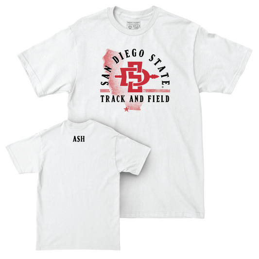 SDSU Women's Track & Field White State Comfort Colors Tee  - Sydney Ash